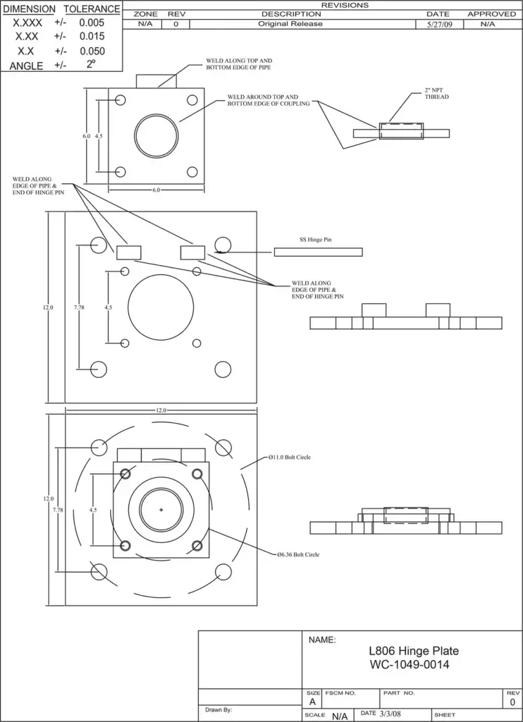 WC-1049-0014 L806 Hinge Plate
