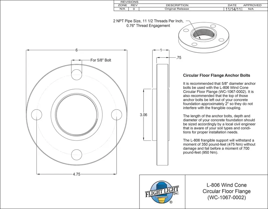 WC-1067-0002 Circular Floor Flange