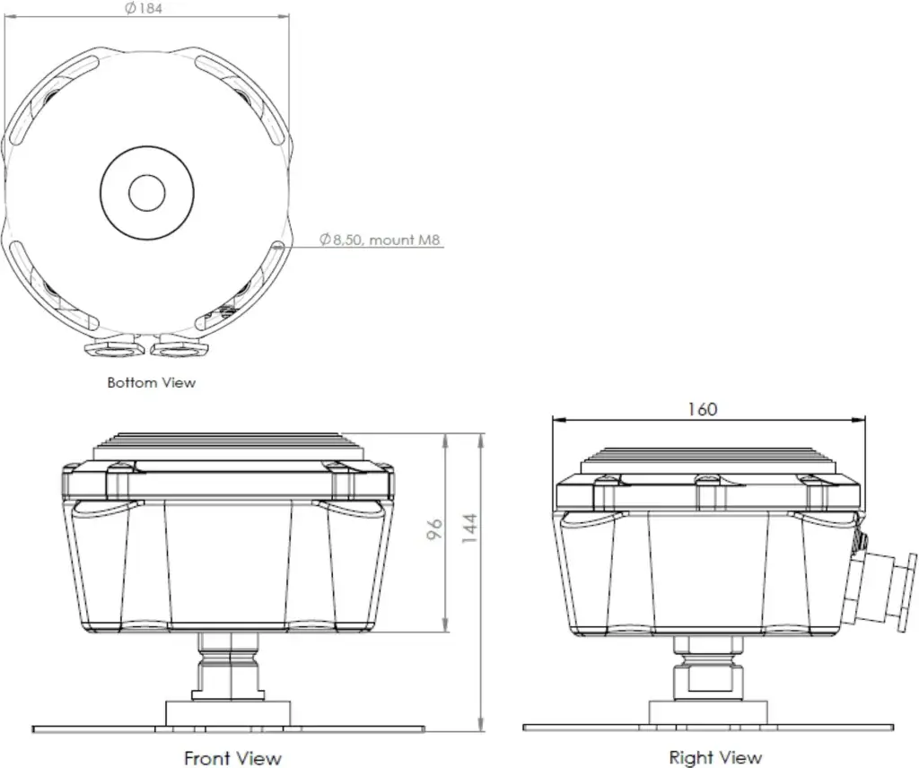 Q10FR03-Q Helipad Perimeter Light TLOF dimensions