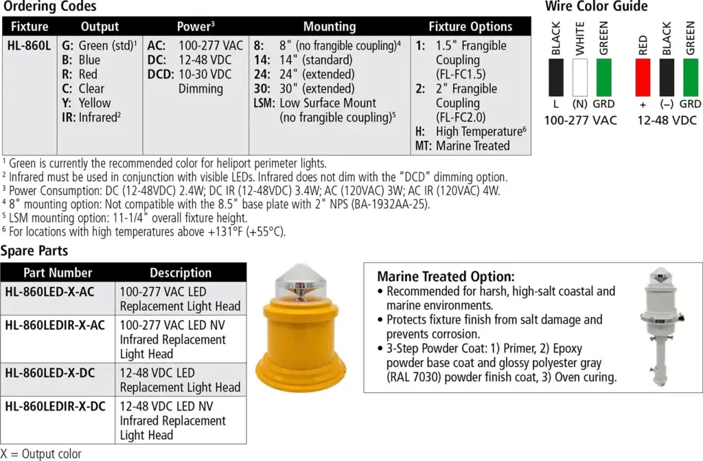 HL-860L LED Heliport Perimeter Light ordering codes